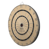 Zwart Trendy Elegant Voornaam | Tan Brown Dartbord (Voorkant Rechts)