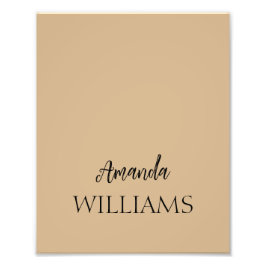 Zwart Trendy Elegant Voornaam | Tan Brown Foto Afdruk