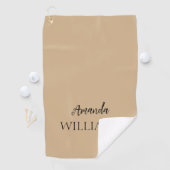 Zwart Trendy Elegant Voornaam | Tan Brown Golfhanddoek (Insitu)