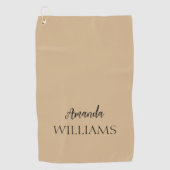 Zwart Trendy Elegant Voornaam | Tan Brown Golfhanddoek (Voorkant)