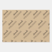 Zwart Trendy Elegant Voornaam | Tan Brown Inpakpapier Vel (Voorkant)