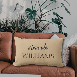 Zwart Trendy Elegant Voornaam | Tan Brown Kussen