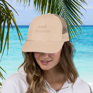 Zwart Trendy Elegant Voornaam   Tan Brown Trucker Pet