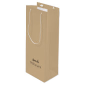 Zwart Trendy Elegant Voornaam | Tan Brown Wijn Cadeautas (Voorkant Gekanteld)