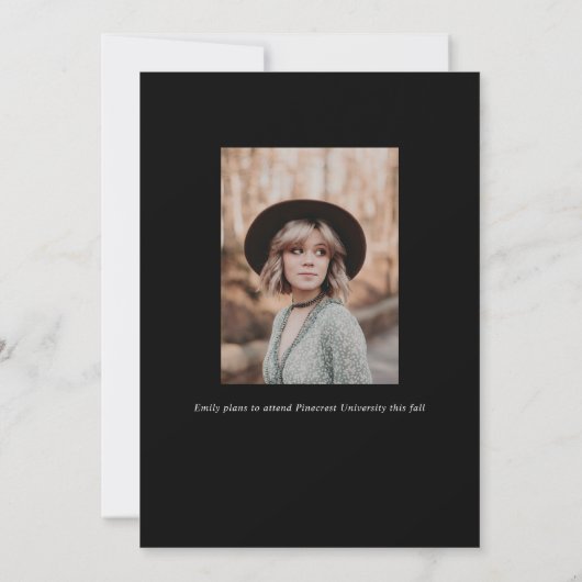 Zwart Trendy Serif Meerdere Foto Afstuderen Aankondiging (Achterkant)