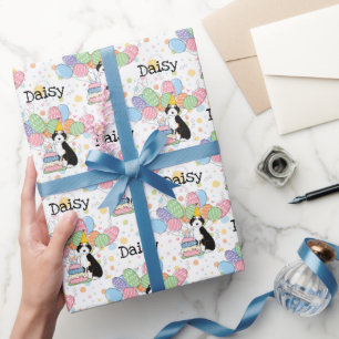 Zwart Tri Kleur Aussiedoodle Hond Verjaardag Cadeaupapier