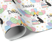 Zwart Tri Kleur Aussiedoodle Hond Verjaardag Cadeaupapier (Rol Hoek)