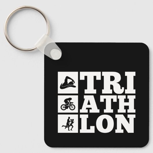 Zwart · Triathlon Motivatie Poster Sleutelhanger (Voorkant)