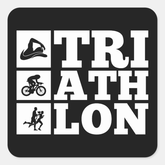 Zwart · Triathlon Motivatie Vierkante Sticker (Voorkant)