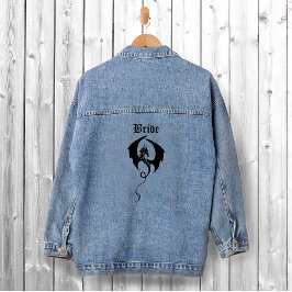 Zwart Tribal Dragon Bruiloft Bruid Denim Jacket