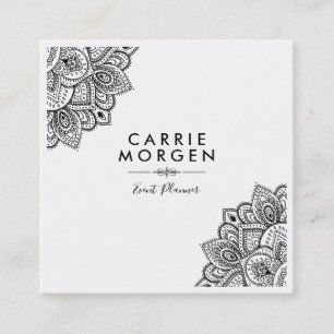 Zwart  Tribal Mandal Corner Lijst Vierkante Visitekaartje
