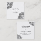 Zwart  Tribal Mandal Corner Lijst Vierkante Visitekaartje (Voorkant / Achterkant)