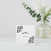 Zwart  Tribal Mandal Corner Lijst Vierkante Visitekaartje (Staand voorkant)