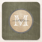  zwart trillerpatroonmonogram schoot kartonnen onderzetters (Voorkant)