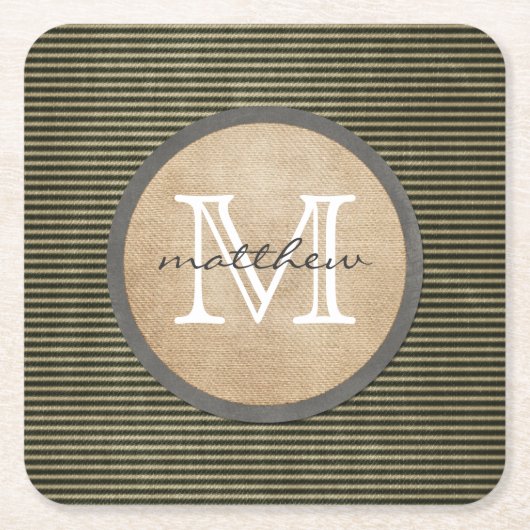  zwart trillerpatroonmonogram schoot kartonnen onderzetters (Voorkant)