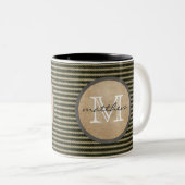  zwart trillerpatroonmonogram schoot tweekleurige koffiemok (Voorkant rechts)