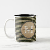  zwart trillerpatroonmonogram schoot tweekleurige koffiemok (Links)