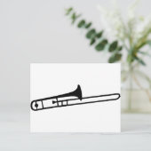 zwart trombone-instrumentpictogram briefkaart (Staand voorkant)