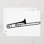 zwart trombone-instrumentpictogram briefkaart (Voorkant / Achterkant)