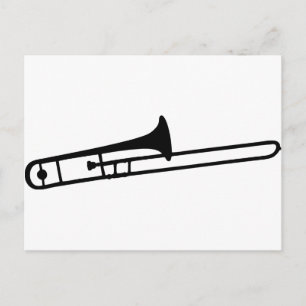 zwart trombone-instrumentpictogram briefkaart