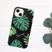 Zwart Tropisch Blad Patroon Telefoon Case iPhone Hoesje