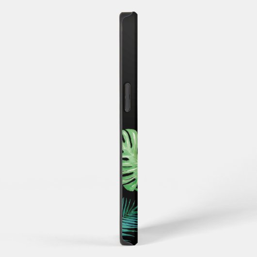 Zwart Tropisch Blad Patroon Telefoon Case iPhone Hoesje (Rechterkant)