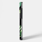 Zwart Tropisch Bladpatroon iPhone 14 Hoesje (Linkerkant)