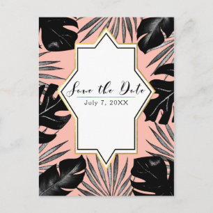 Zwart tropisch lekt koraal goud sparen de datum aankondigingskaart