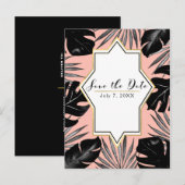 Zwart tropisch lekt koraal goud sparen de datum aankondigingskaart (Voorkant / Achterkant)