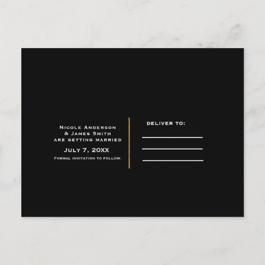 Zwart tropisch lekt koraal goud sparen de datum aankondigingskaart (Achterkant)