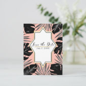 Zwart tropisch lekt koraal goud sparen de datum aankondigingskaart (Staand voorkant)