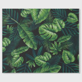 Zwart tropisch patroon cadeaupapier (Vlak)