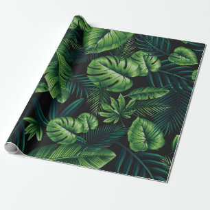 Zwart tropisch patroon cadeaupapier