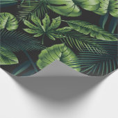 Zwart tropisch patroon cadeaupapier (Hoek)