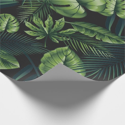 Zwart tropisch patroon cadeaupapier (Hoek)