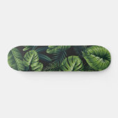 Zwart tropisch patroon persoonlijk skateboard (Horizontaal)