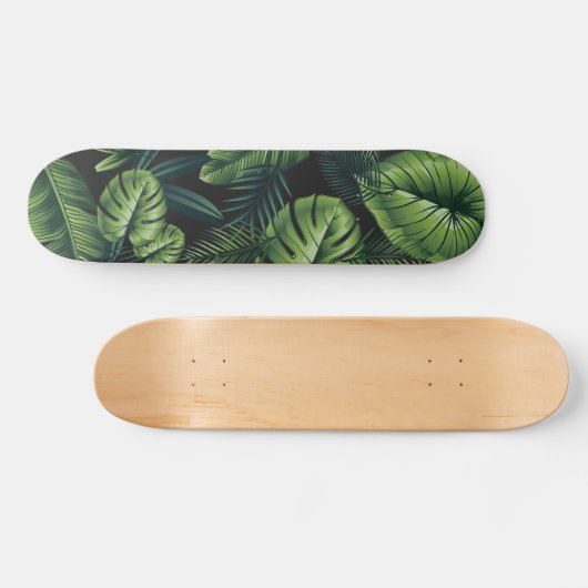 Zwart tropisch patroon persoonlijk skateboard (Horizontaal)