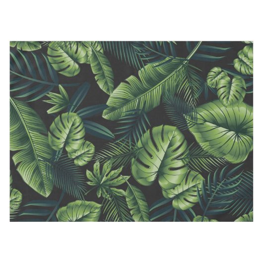 Zwart tropisch patroon tafelkleed (Voorkant (Horizontaal))