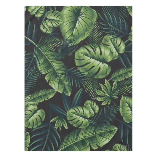 Zwart tropisch patroon tafelkleed (Voorkant)
