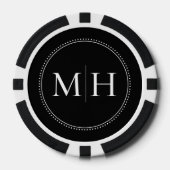 Zwart trouwegeschenk met eigen monogram poker chips (Voorkant)