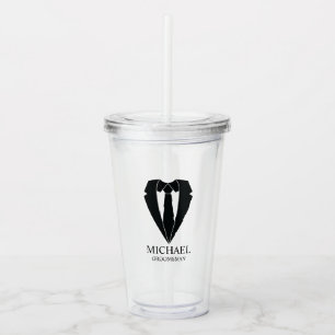 Zwart trouwpak en Stropdas Gepersonaliseerde Groom Acryl Drinkbeker