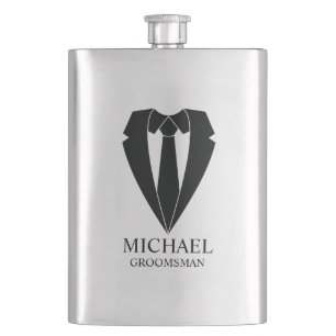 Zwart trouwpak en Stropdas Gepersonaliseerde Groom Flacon