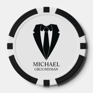 Zwart trouwpak en Stropdas Gepersonaliseerde Groom Poker Chips