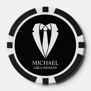 Zwart trouwpak en Stropdas Gepersonaliseerde Groom Poker Chips