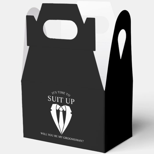 Zwart Trouwpak en Stropdas Groomsman Voorstel Bedankdoosjes (Open)