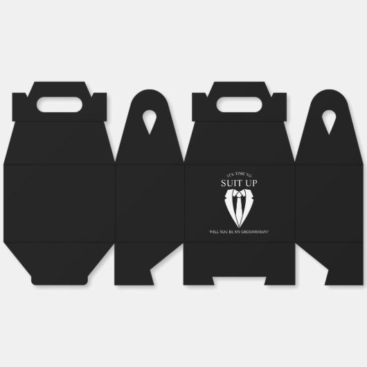 Zwart Trouwpak en Stropdas Groomsman Voorstel Bedankdoosjes (Ongevouwen)