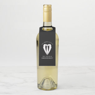 Zwart Trouwpak en Stropdas Groomsman Voorstel Flessenhanger