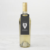 Zwart Trouwpak en Stropdas Groomsman Voorstel Flessenhanger (Op fles)