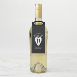 Zwart Trouwpak en Stropdas Groomsman Voorstel Flessenhanger
