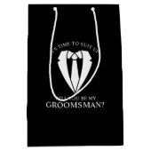 Zwart Trouwpak en Stropdas Groomsman Voorstel Medium Cadeauzakje (Voorkant)